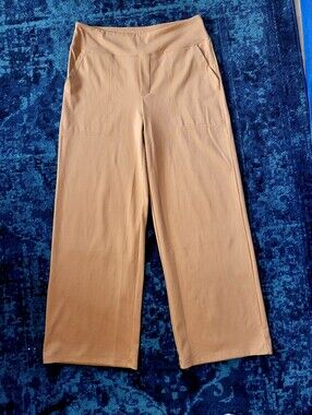 G4Free Large Yoga Pants 29" inseam Wide Leg Mid Rise Burnt Sugar Light Brown